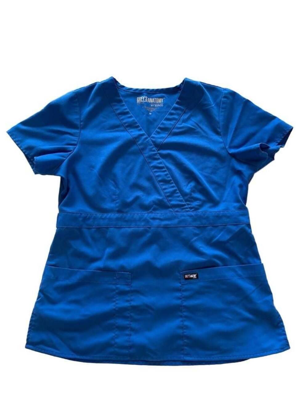 Grey's Anatomy by Barco Women's Royal Blue Mock Wrap Scrub Top Style 4153 Size M